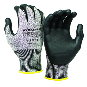 CorXcel HPPE Gloves w/Micro-Foam Nitrile Palm Coating, GL602C3, Cut A2, Black/Gray