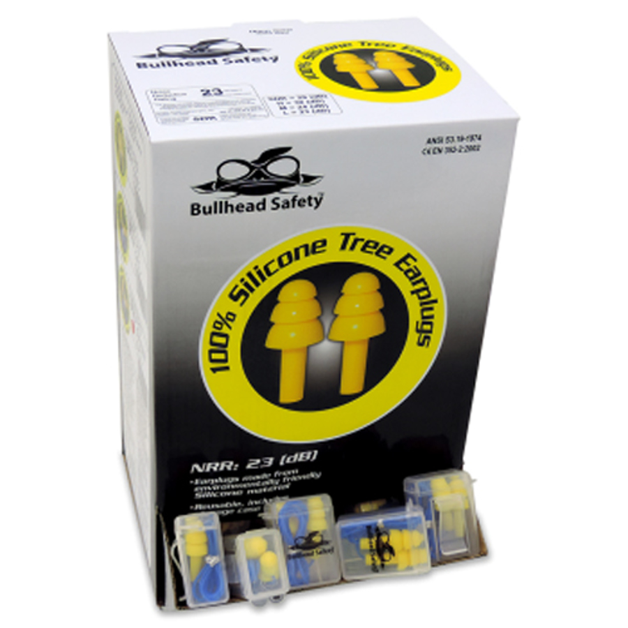 Bullhead Safety, HP-S3, Corded Metal Detectable, Reusable Silicone Earplugs