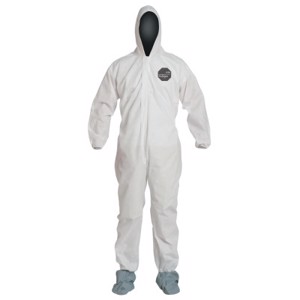 ProShield 10 Coveralls w/Hood, Boots & Elastic Wrists, PB122S, White, 3X-Large