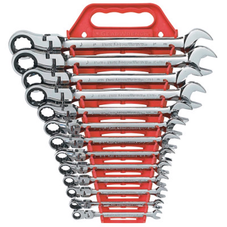 13 Piece Flexible Combination Ratcheting Wrench Sets, Inch