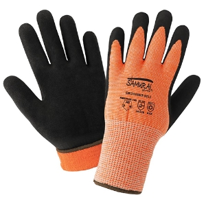 Samurai Glove UHMWPE Cut Resistant Gloves w/Foam Rubber Palm Coating, CR318INT, Cut A5, Black/Hi-Vis Orange