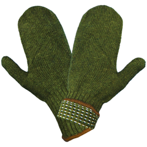 Medium Weight Rag Wool & Nylon Mittens, S70RWMT, Army Green, One Size