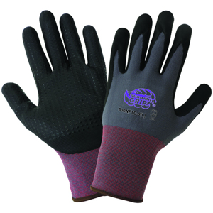 Tsunami Grip Nylon/Spandex Gloves w/Nitrile Palm Coating, 500NFTD, Cut A1, Black/Gray