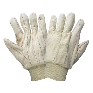 Double Palm Cotton/Polyester Corded Gloves, C18DP, White, Large