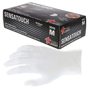 SensaTouch Powder-Free Vinyl Disposable Gloves, 5010, Clear, Medium