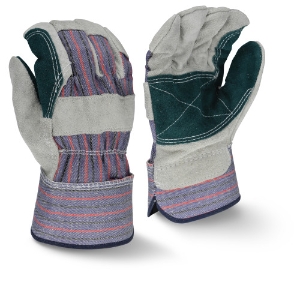 Regular Shoulder Split Cowhide Leather Double Palm Gloves, RWG3200DP, Black/Gray