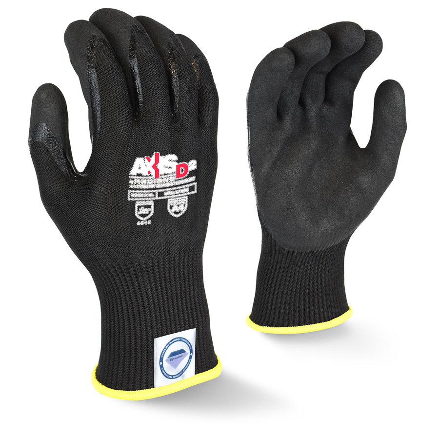 Axis D2 Dyneema Cut Resistant Gloves w/Nitrile Palm Coating, RWGD108, Black, 2X-Large