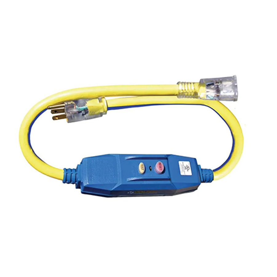 12/3 AWG 20 Amp In-Line GFCI w/Lighted End, 04-00103, Blue/Yellow, 3'