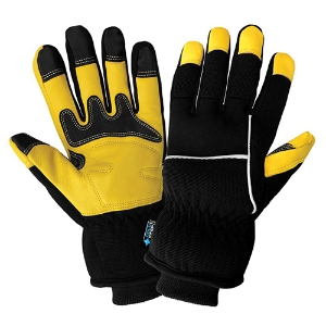 Low Temp Spandex Mechanics Gloves w/Deerskin Leather Palms, SG7200INT, Black/Yellow