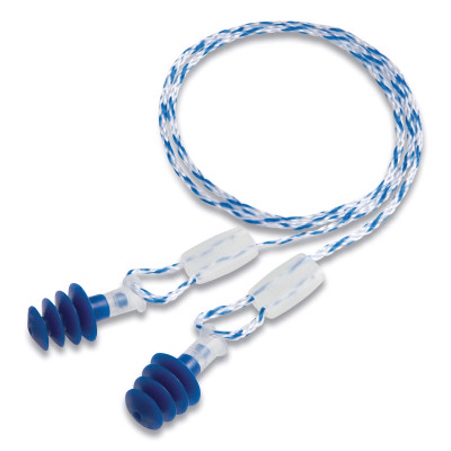 Clarity Reusable Earplugs, TPE, Blue/Clear, Corded