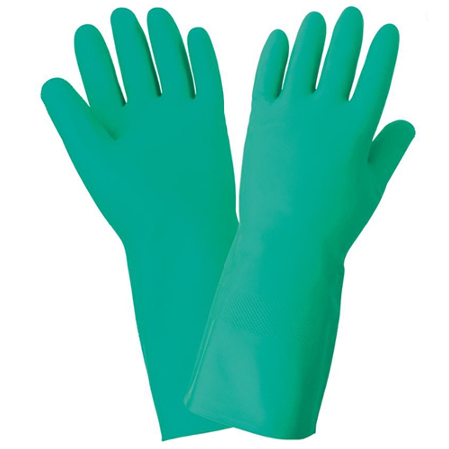 FrogWear Unlined Nitrile Chemical Resistant Gloves, 515, Green