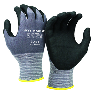 CorXcel Nylon/Spandex Gloves w/Micro-Foam Nitrile Palm Coating, GL601, Cut A1, Black/Gray