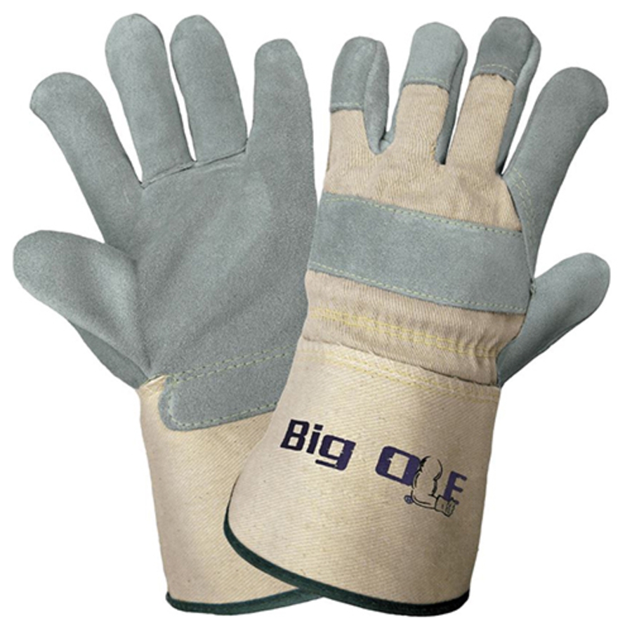 Big Ole Premium Split Cowhide Leather Palm Gloves, 2100GC, Gray, Large