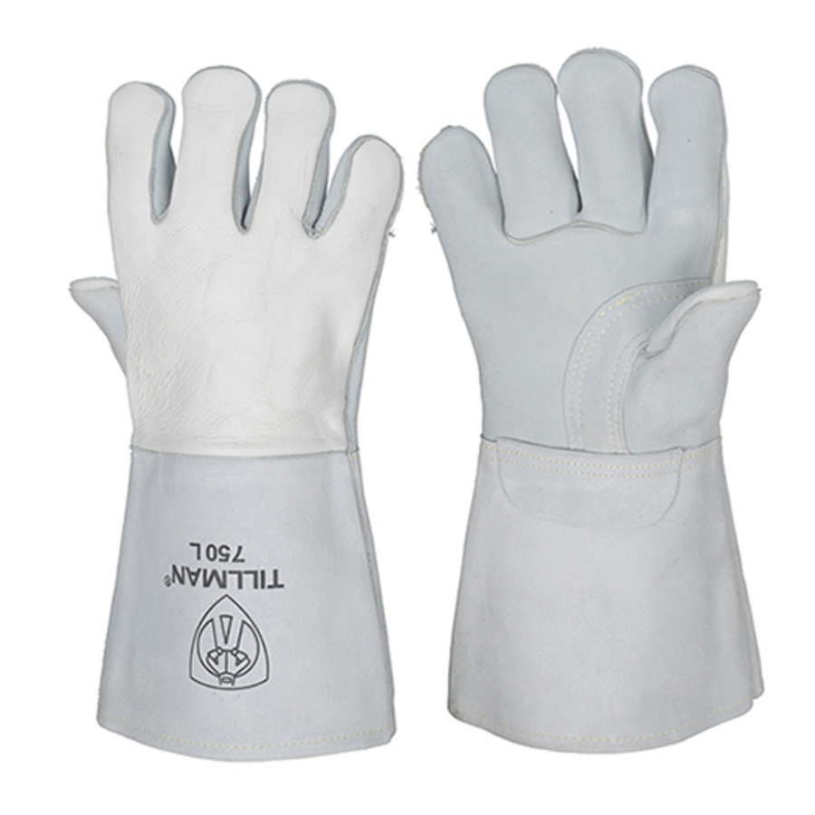 Top Grain & Rough Side Out Top Split Elkskin Stick Welding Gloves, 750, Gray