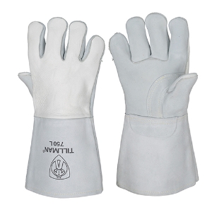 Top Grain & Rough Side Out Top Split Elkskin Stick Welding Gloves, 750, Gray