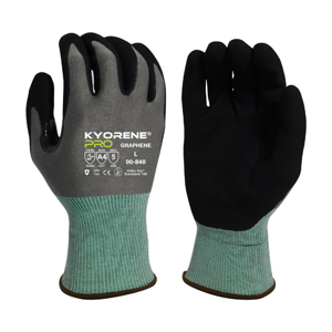 Kyorene Pro Graphene Cut Resistant Gloves w/HCT Micro-Foam Nitrile Palm Coating, 00-840, Cut A4, Black/Gray/Green