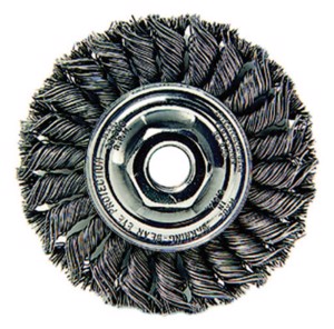 Standard Twist Knot Wire Wheel, 13120, 4" Diameter, 0.020" Steel Fill, 5/8"-11 Arbor Thread