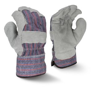 Economy Shoulder Split Cowhide Leather Palm Gloves, RWG3111, Black/Blue/Gray/Red, Large