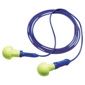 E-A-R Push-Ins Reusable Earplugs, 318-1005, Blue/Yellow, Corded, 28 dB