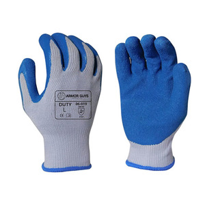Cotton/Polyester Gloves w/Crinkle Latex Palm Coating, 06-019, Blue/Gray