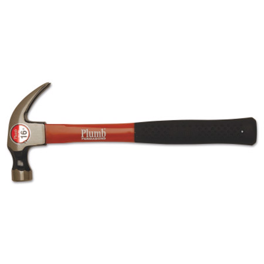 Curved Claw Hammer, Fiberglass Handle 13 in, Forged Steel Head 1 lb