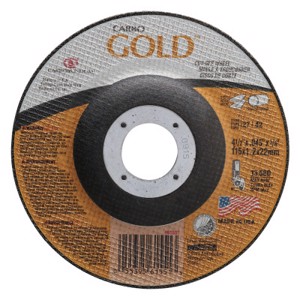 Carbo Gold Depressed Center Cutting Wheel, 05539561551, Type 27/42, 4-1/2" Diameter, 0.045" Thickness, 7/8" Arbor