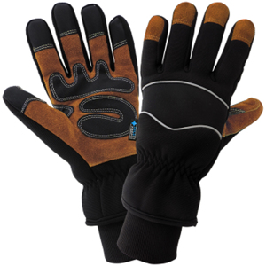 Low Temp Spandex Mechanics Gloves w/Premium Cowhide Leather Palms, SG5200INT, Black/Brown