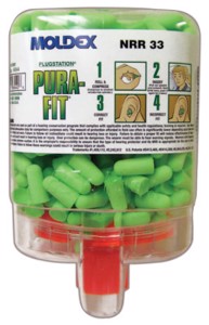 Pura-Fit PlugStation w/Disposable Earplugs, 6844, Uncorded, Green, 33 dB