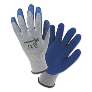 Cotton/Polyester Knit Gloves w/Latex Palm Coating, 101-6030, Blue/Gray