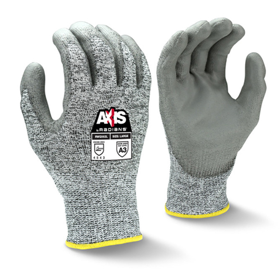 Axis HPPE Cut Resistant Gloves w/Polyurethane Palm Coating, RWG562, Salt & Pepper