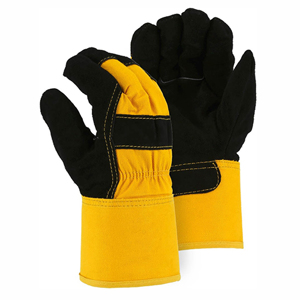 1602 Black/Yellow Winter Lined Cowhide Leather Palm Glove