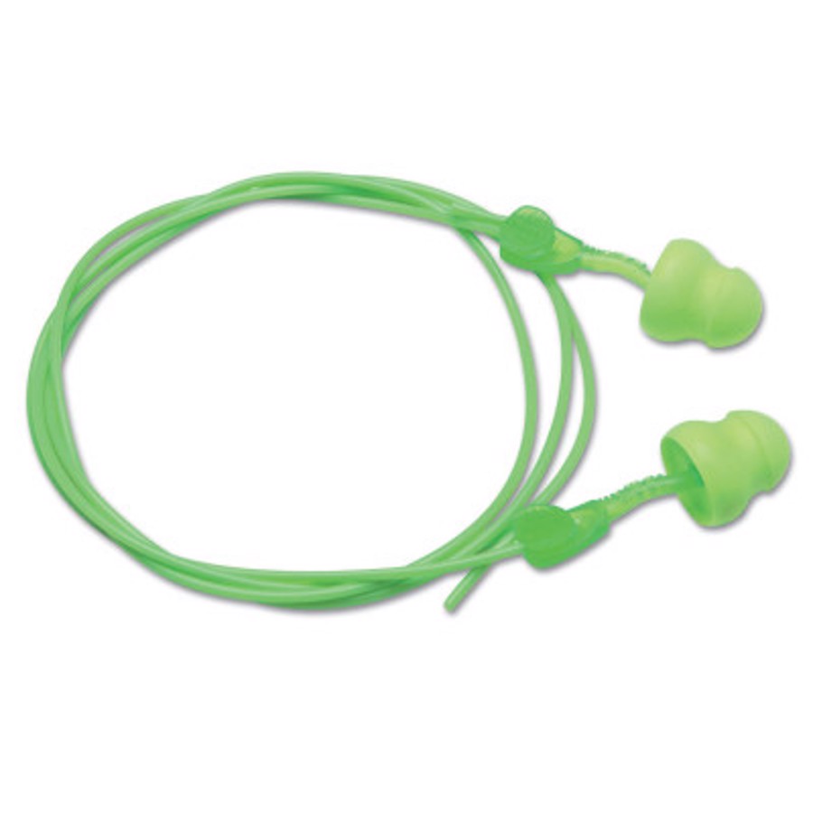 Glide Foam Reusable Earplugs, 6945, Green, Corded, 30 dB