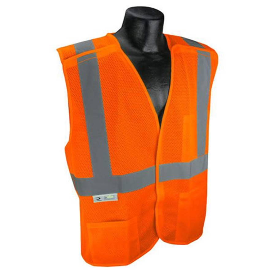 Class 2 Economy Polyester Mesh Breakaway X-Back Safety Vest, SV4X, Hi-Vis Orange, 3X-Large