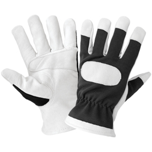 Hot Rod Spandex Gloves w/Premium Goatskin Leather Palms, HR4008, Black/Gray