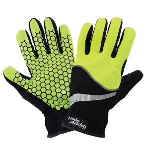 Gripster Sport Spandex Mechanics Gloves w/Silicone Honeycomb Pattern Synthetic Leather Palms, SG8600, Black/Hi-Vis Green