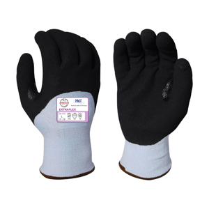 ExtraFlex Engineered Yarn Cut Resistant Gloves w/Three-Quarter Dipped HCT Micro-Foam Nitrile Coating, 04-312, Cut A4, Black/Blue