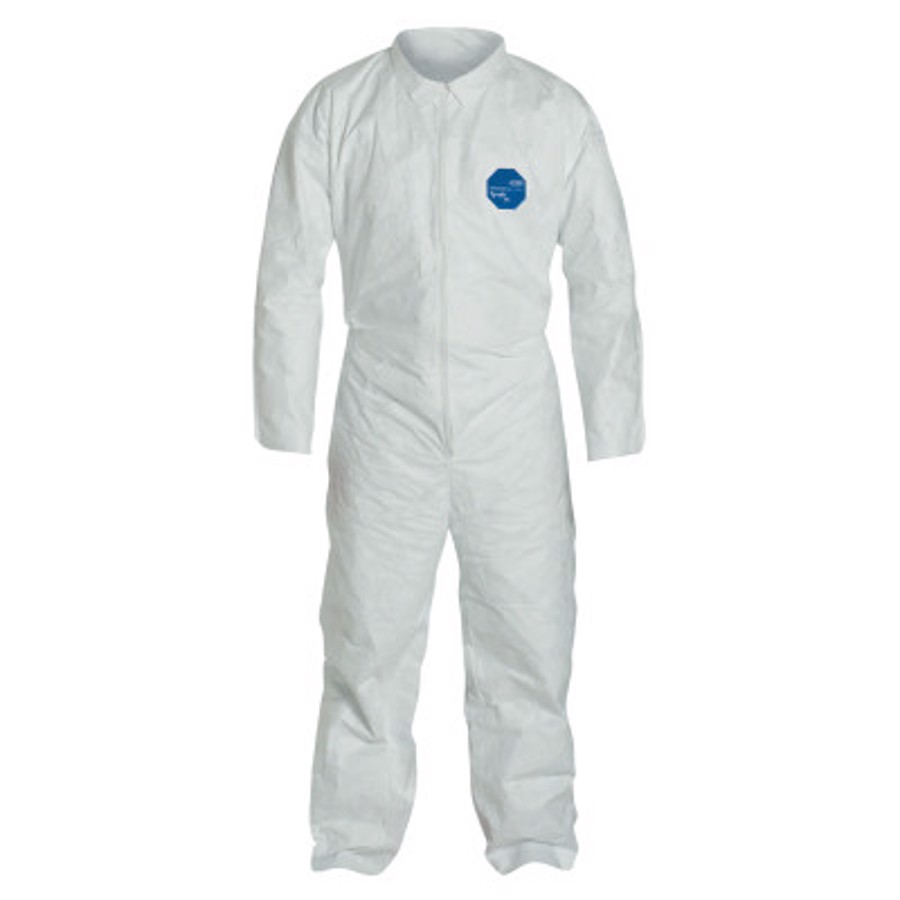 Tyvek 400 Collared Coveralls w/Open Ankles & Wrists, Vendor Packaged, White, X-Large