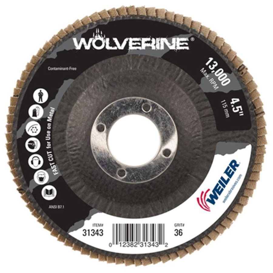 Wolverine Abrasive Flap Disc, Type 29, 7/8" Arbor