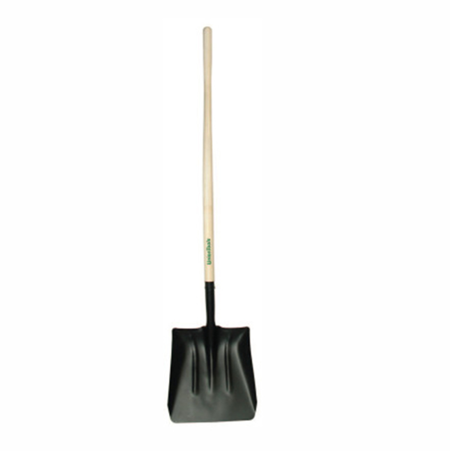 Steel Coal Shovels, 14-1/2 X 13-1/2 Sq Pt Blade, 48 in White Ash Straight Handle