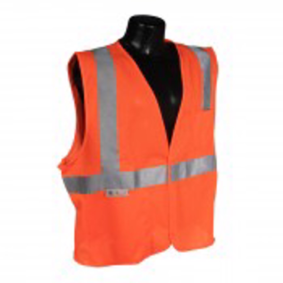 Class 2 Economy Polyester Mesh Safety Vest, SV2OM, Hi-Vis Orange