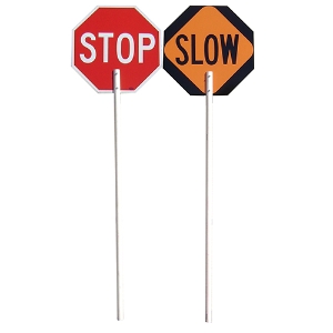 TrafFix Stop/Slow Aluminum Paddle Sign w/6' Plastic Handle, 18024-SS-NS6, Non-Reflective, 24" X 24"