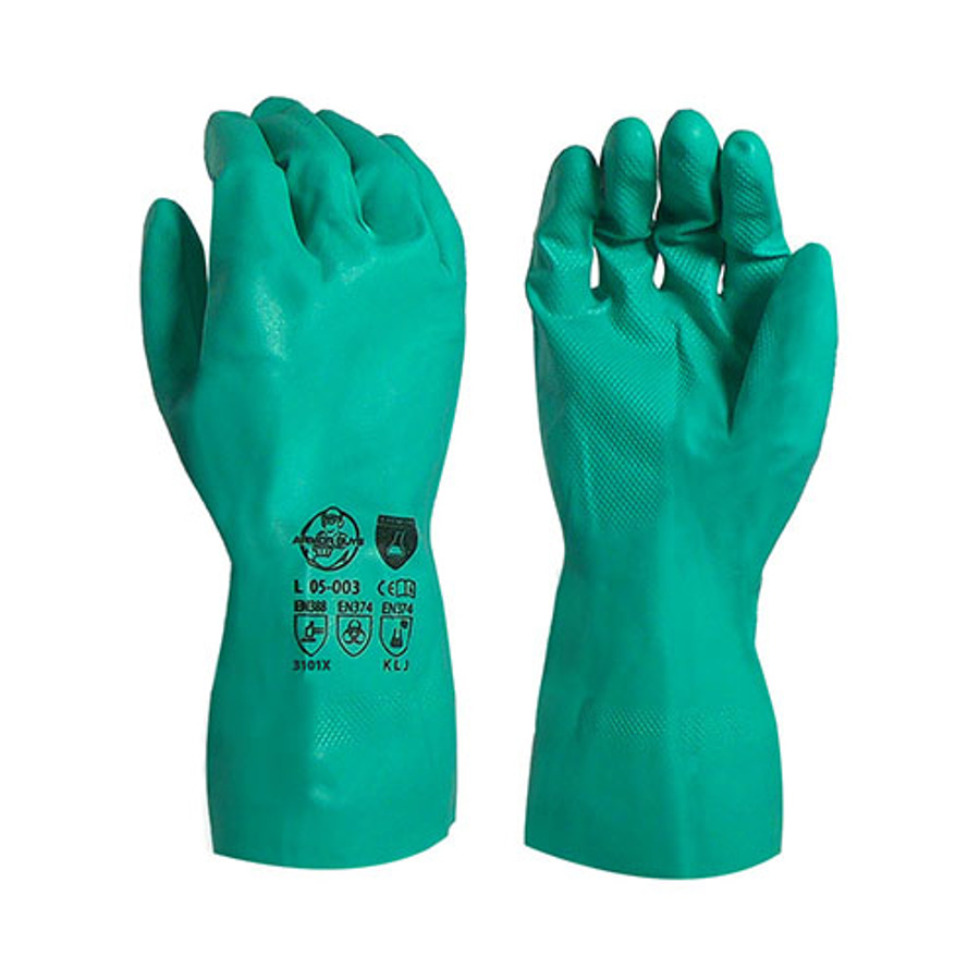 Chemiflex Nitrile Coated Chemical Resistant Gloves, ARM-05-003, Green