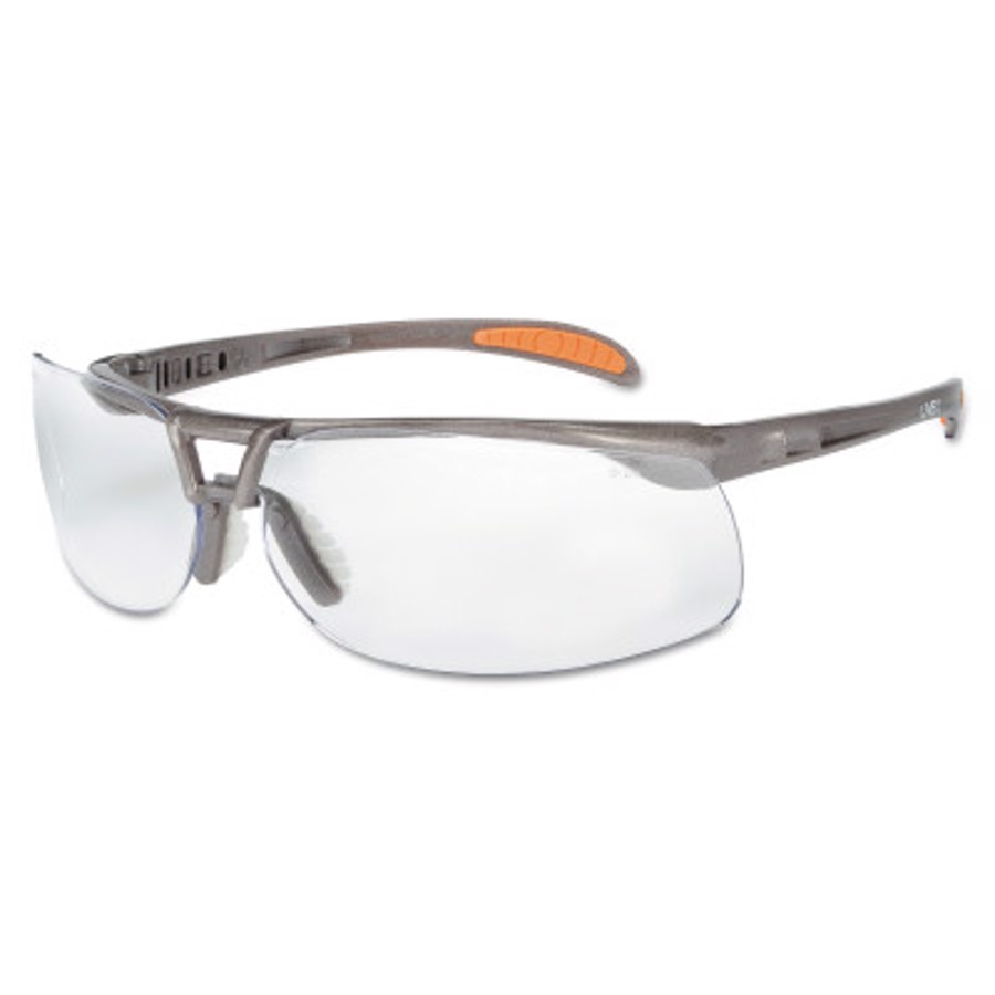 Protégé Safety Glasses, Clear Lens, Hard Coat, Sandstone Frame