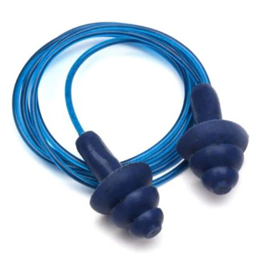 Metal Detectable Reusable Earplugs, RPD3001, Blue, Corded, 25 dB