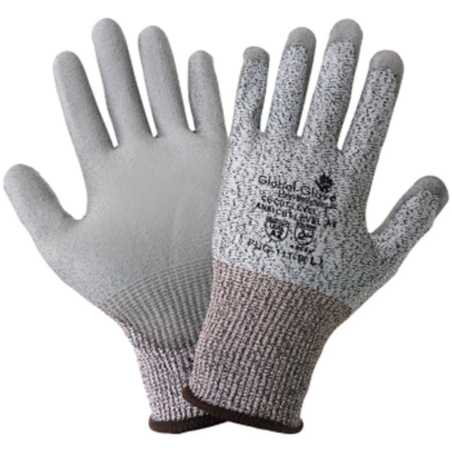 HPPE Cut Resistant Gloves w/Polyurethane Palm Coating, PUG-111, Cut A2, Salt & Pepper