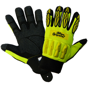 Vise Gripster Spandex & Nylon Gloves w/Synthetic Leather Palms and TPU Impact Protection, SG9977, Black / Hi-Vis Green