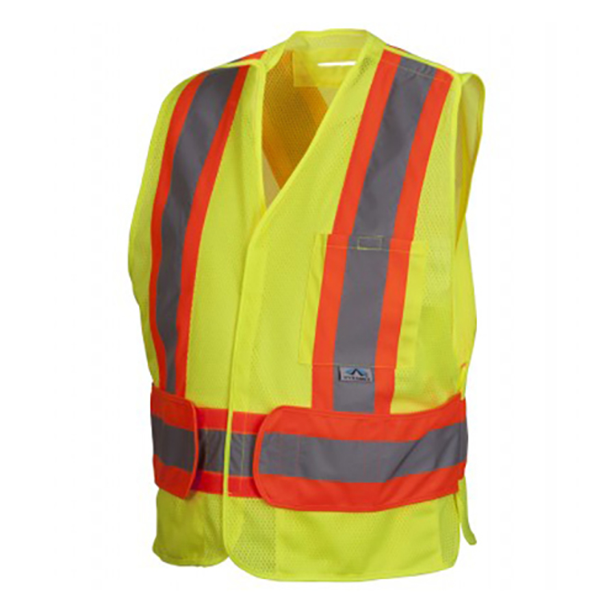 Class 2 Lightweight Polyester Mesh Breakaway Vest, RCA27, Hi-Vis Lime