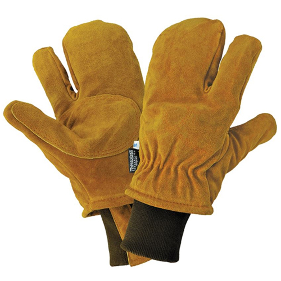 Premium Cowhide Leather Insulated Freezer Mittens, 591F, Russet