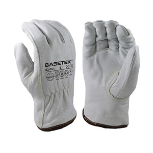 Basetek Goatskin Leather Cut & Flame Resistant Drivers Gloves, 02-051, Cut A5, White