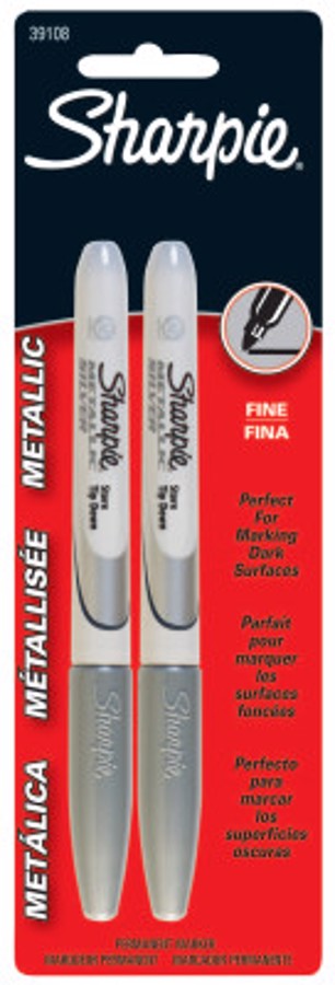 Metallic Permanent Marker, 39108PP, Fine Tip, Silver